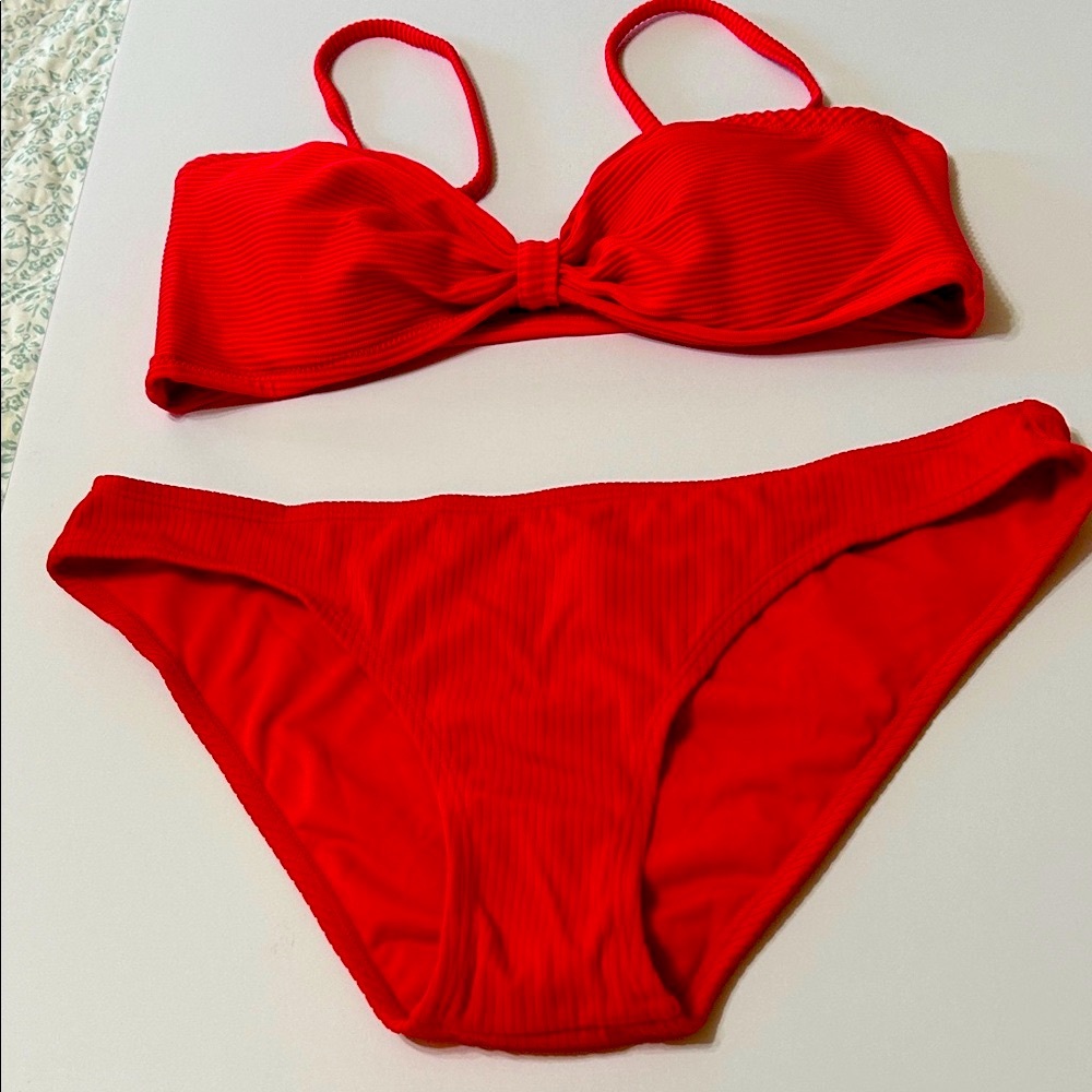 Vibrant Reddish Pink Bikini Set New, L